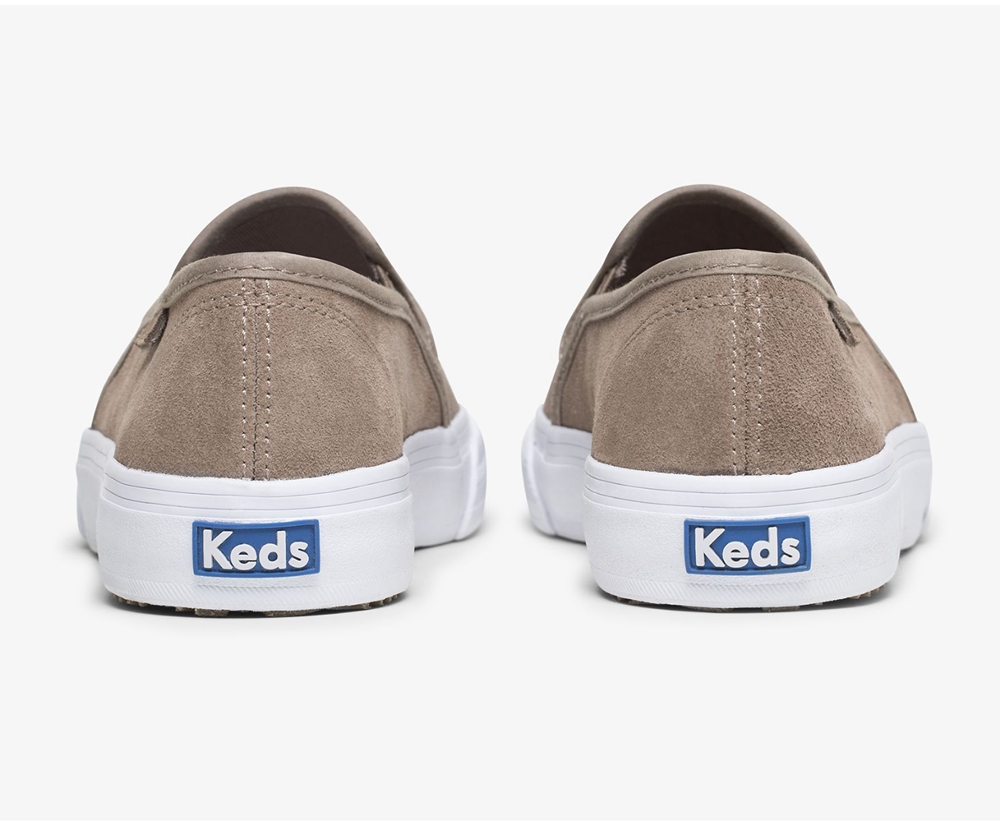 Slip On Γυναικεια - Keds Double Decker Suede - Γκρι - JZULM2834